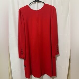 Liz Claiborne, red long sleeve with black buttons Petite size 14 dress